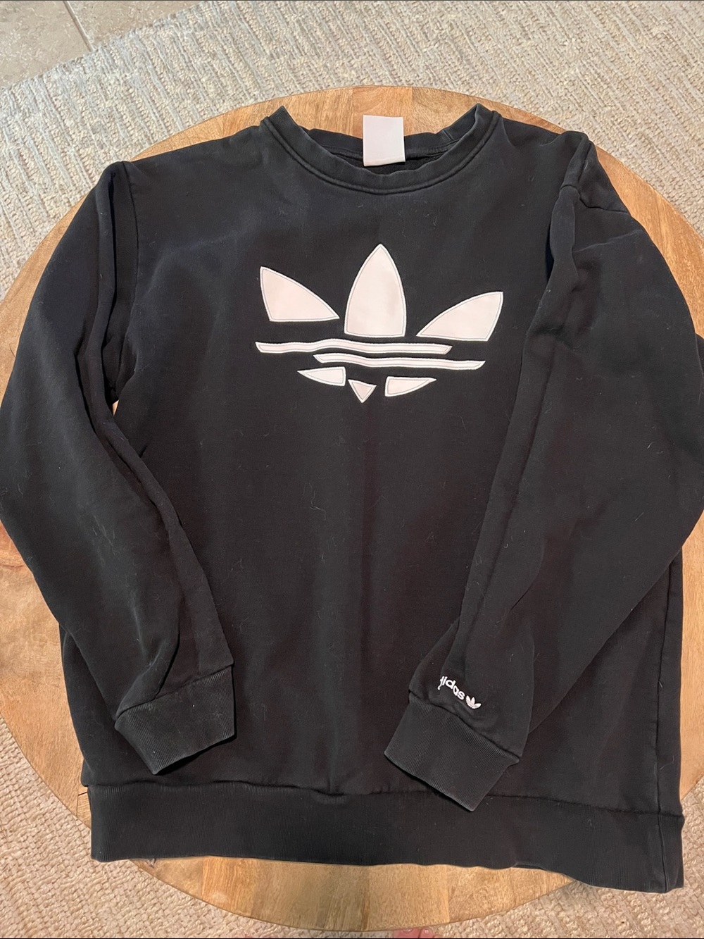 adidas Black Crewneck Sweatshirt with White Trefoil
